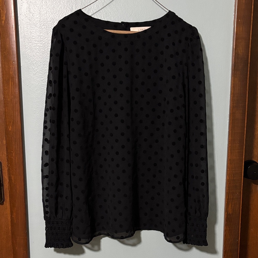 LOFT Black Polka Dot Blouse